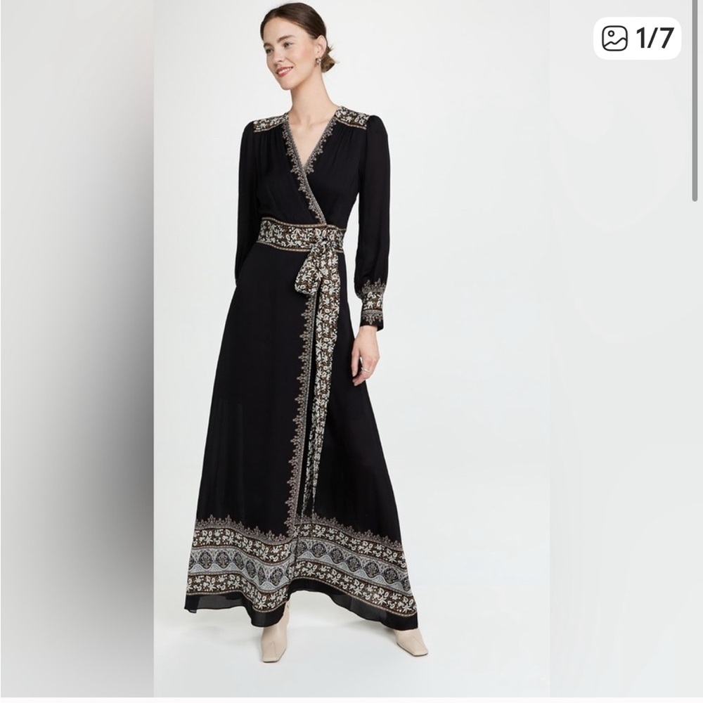 Veronica Beard Black Maxi Dress with Gold Accents. NEW WITH TAGS